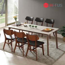그라스 세라믹 원목식탁 (마블화이트, 50R)